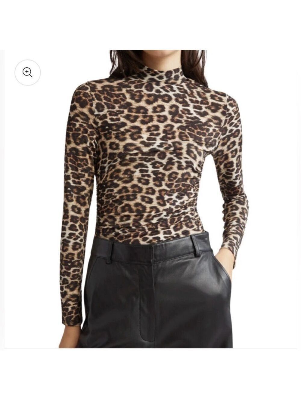 Farm Rio Leopard Print Natural Skin Jersey Blouse